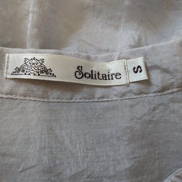 Solitaire White Diamonds Silk & Cotton Blouse Size Small - Picture 7 of 14